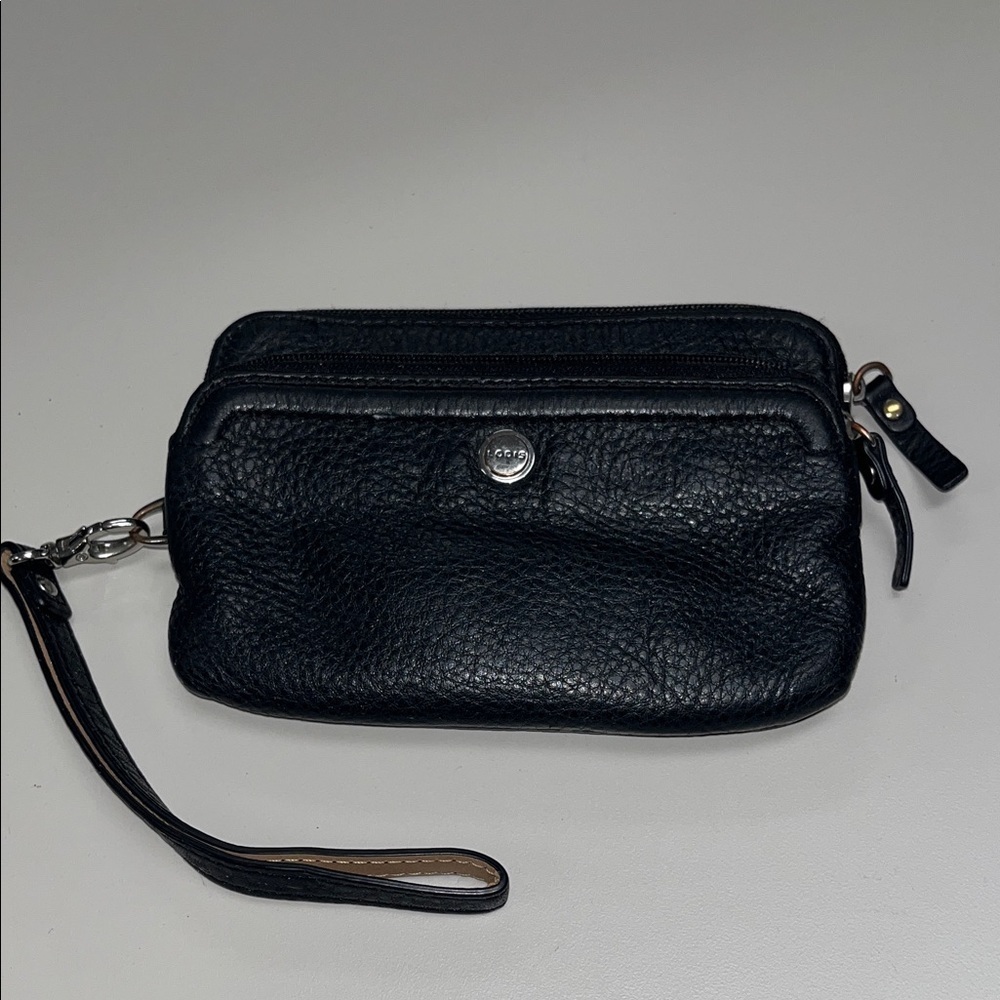 Lodis Black Wristlet 2 pocket zip up Clutch
